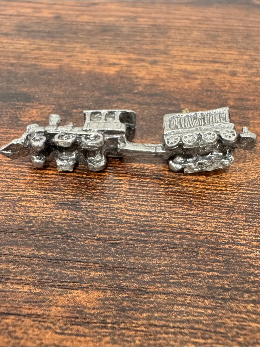 Vintage Miniature Silver Train Locomotive Figurine Mini Model Collectible